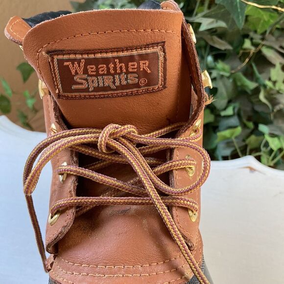 Weather Spirits Leather Five Eye Lace Up Steel Shank Winter Duck Boots Size 6 - Picture 4 of 16